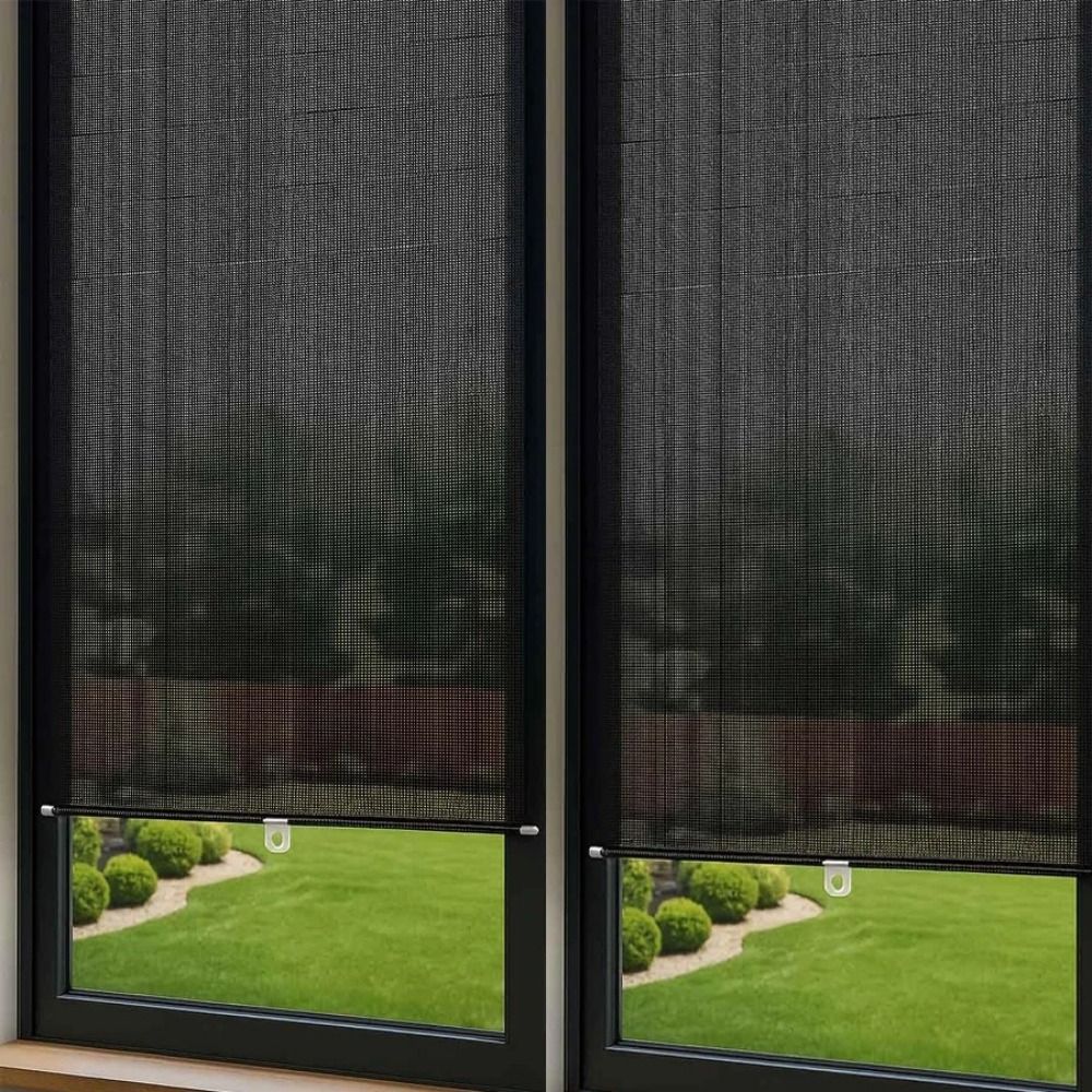 Linen Roller Blind - 吸盤付き移動式ロールカーテン、穴あけ不要の遮光ローラーブラインド、遮光カーテン、ブラックアウトブラインド、ローラーブラインド
