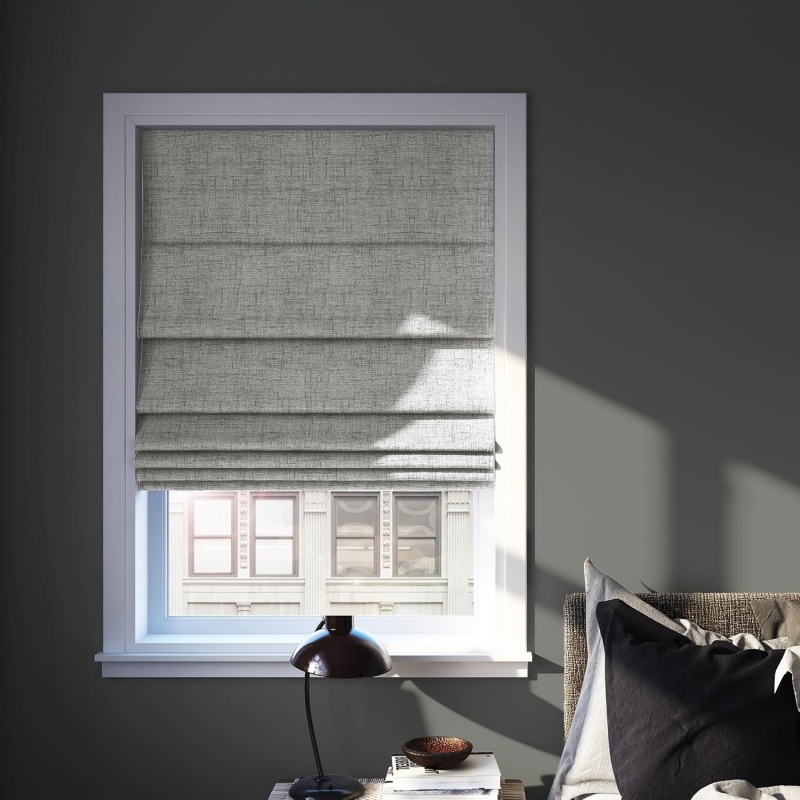 Linen Roller Blind - ベストセラーのモダンデザイン、完全遮光100%ポリエステル製、スプリング式ローマンブラインド（窓用）
