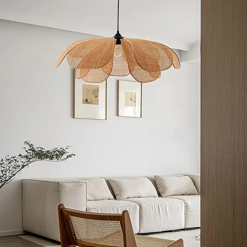 Interior Design Zen Style - 日本製籐花びらペンダントライトリビング禅室茶室ホームステイインテリア装飾ハンランプデザイナー照明