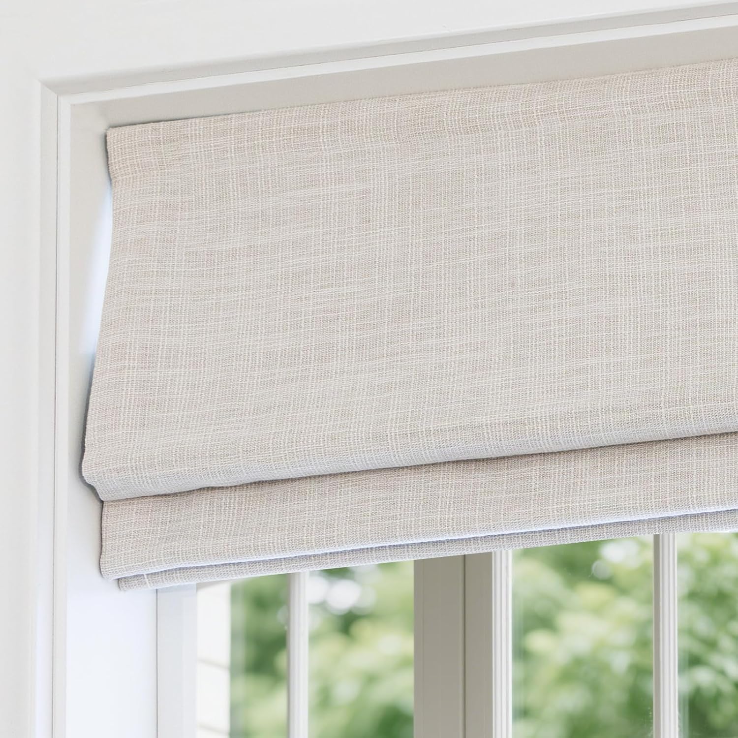 Linen Roller Blind - 高級で高品質、簡単に設置できるコードレススプリング式遮光ローマンブラインド（窓用）