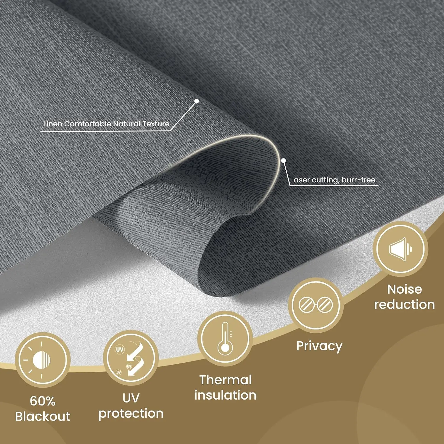 光を遮断するローラーシェード、コードレスブラインド（窓用）、 - Linen Roller Blind のレビューと価格
