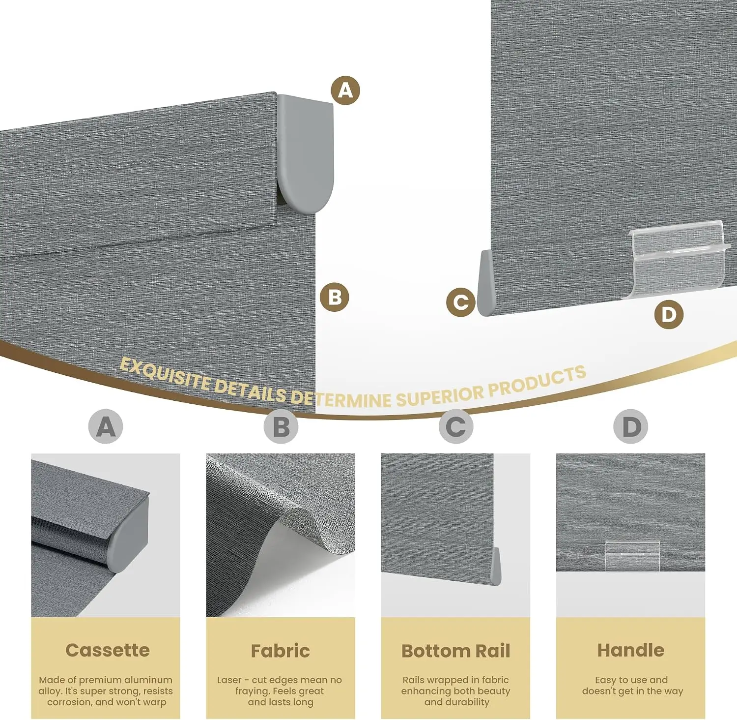 光を遮断するローラーシェード、コードレスブラインド（窓用）、 - Linen Roller Blind のレビューと価格