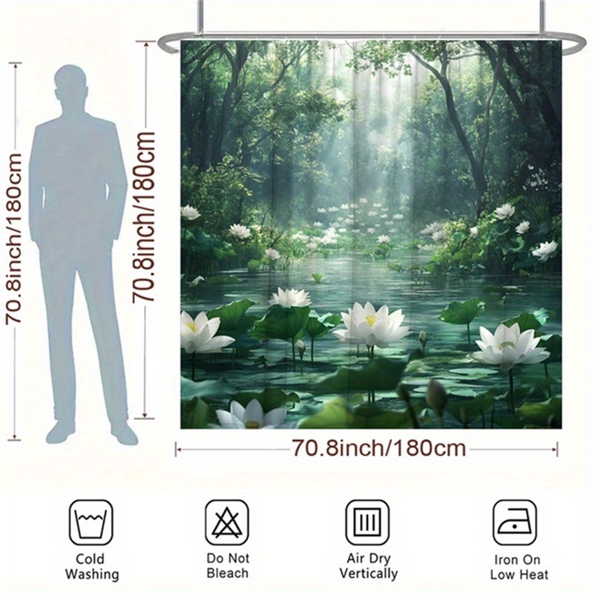 蓮の森シャワーカーテンポリエステルプリント家の装飾自然テーマ - Interior Design Zen Style のレビューと価格