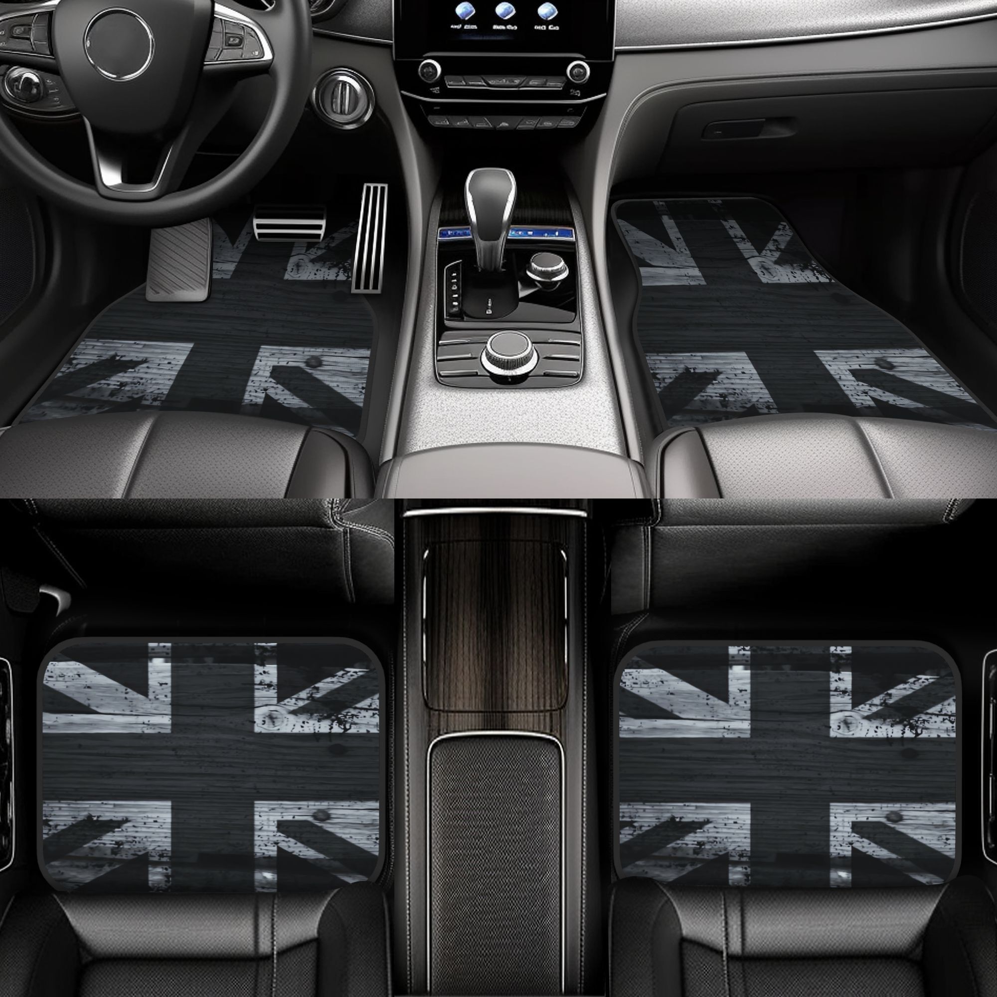4枚 ブラック＆ホワイト イギリス国旗 車用フロアマット、耐 - Interior Design Uk のレビューと価格