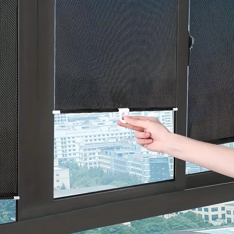 吸盤式ローラーブラインド、釘不要日よけ遮光カーテン、断熱サイ - Linen Roller Blind のレビューと価格