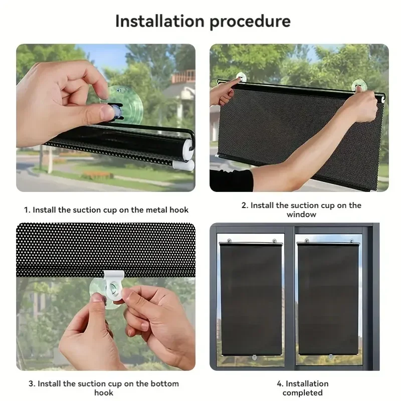 吸盤式ローラーブラインド、釘不要日よけ遮光カーテン、断熱サイ - Linen Roller Blind のレビューと価格