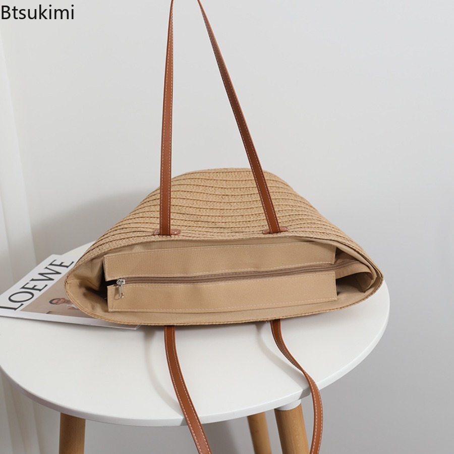レディース大容量ショルダーバッグ 夏用ストローウーブンバスケ - Interior Design Bali のレビューと価格