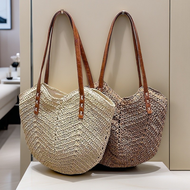 女性の大容量ショルダーバッグ夏わら織りハンドバッグファッショ - Interior Design Bali のレビューと価格